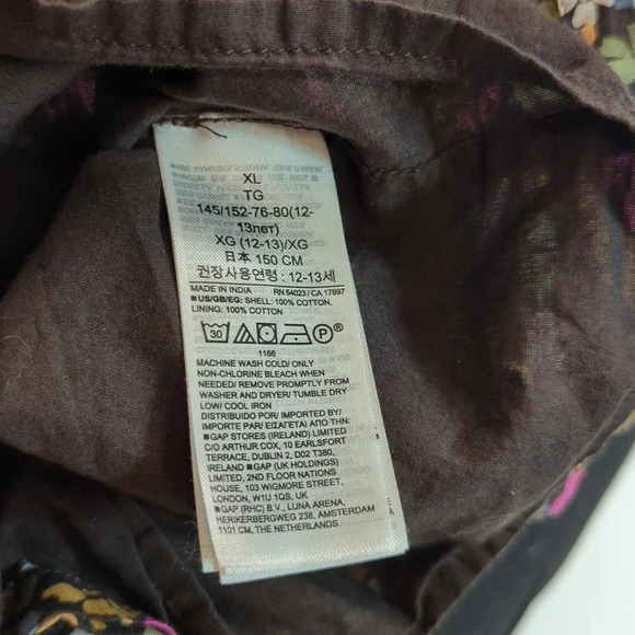 GAP Kids Cotton Brown Ditsy  Floral Tiered Dress Girls XL 12-13 - Picture 7 of 7